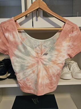Aeropostal Seriously Soft Tie-Dye Crop Top - Size Medium